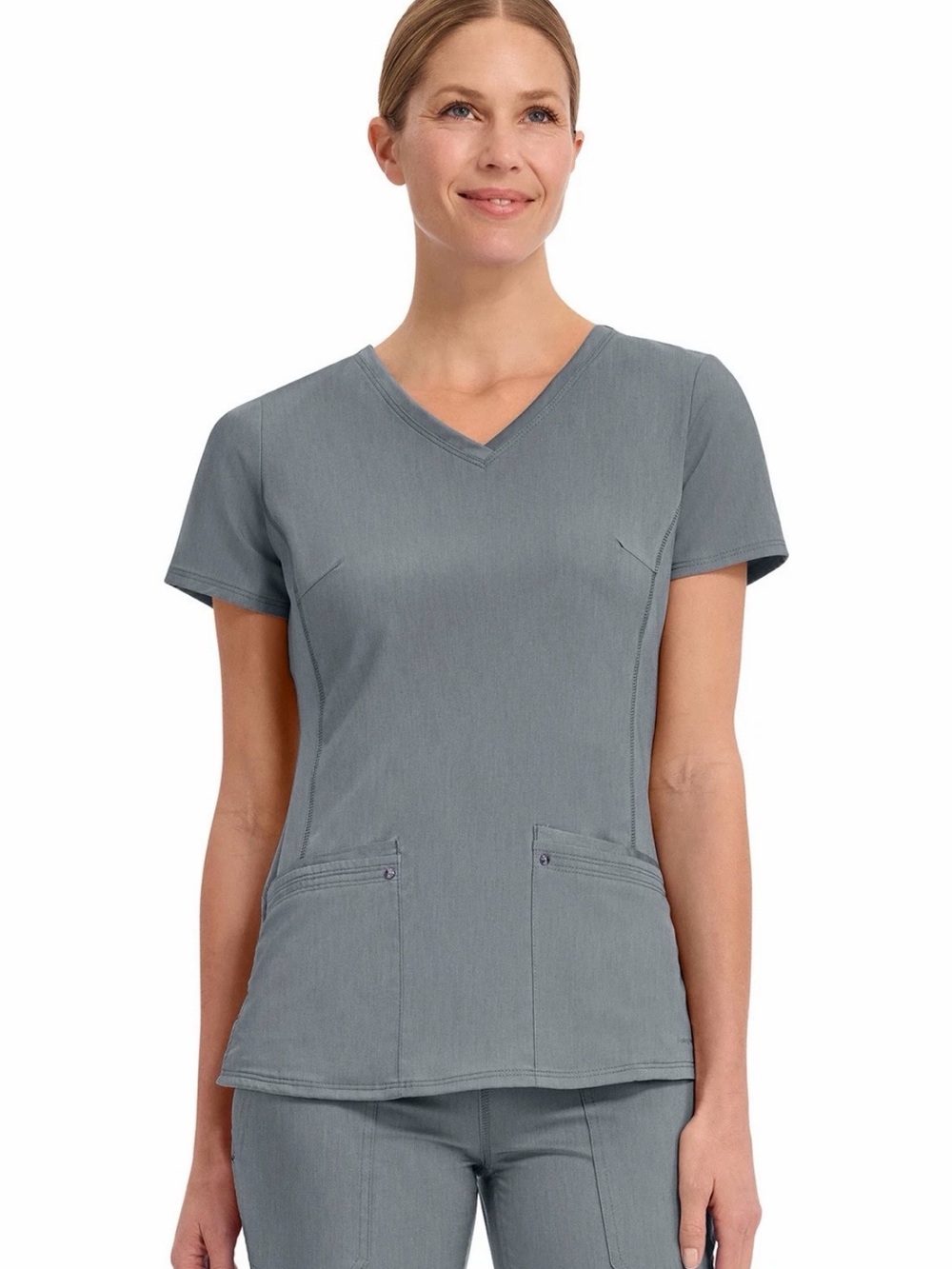 Purple Label yoga V-Neck Short Sleeve scrubs scrub top in Gray Style 2245